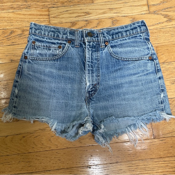Levi's Pants - Levi's Light Blue Distressed High-Waist Jean Shorts